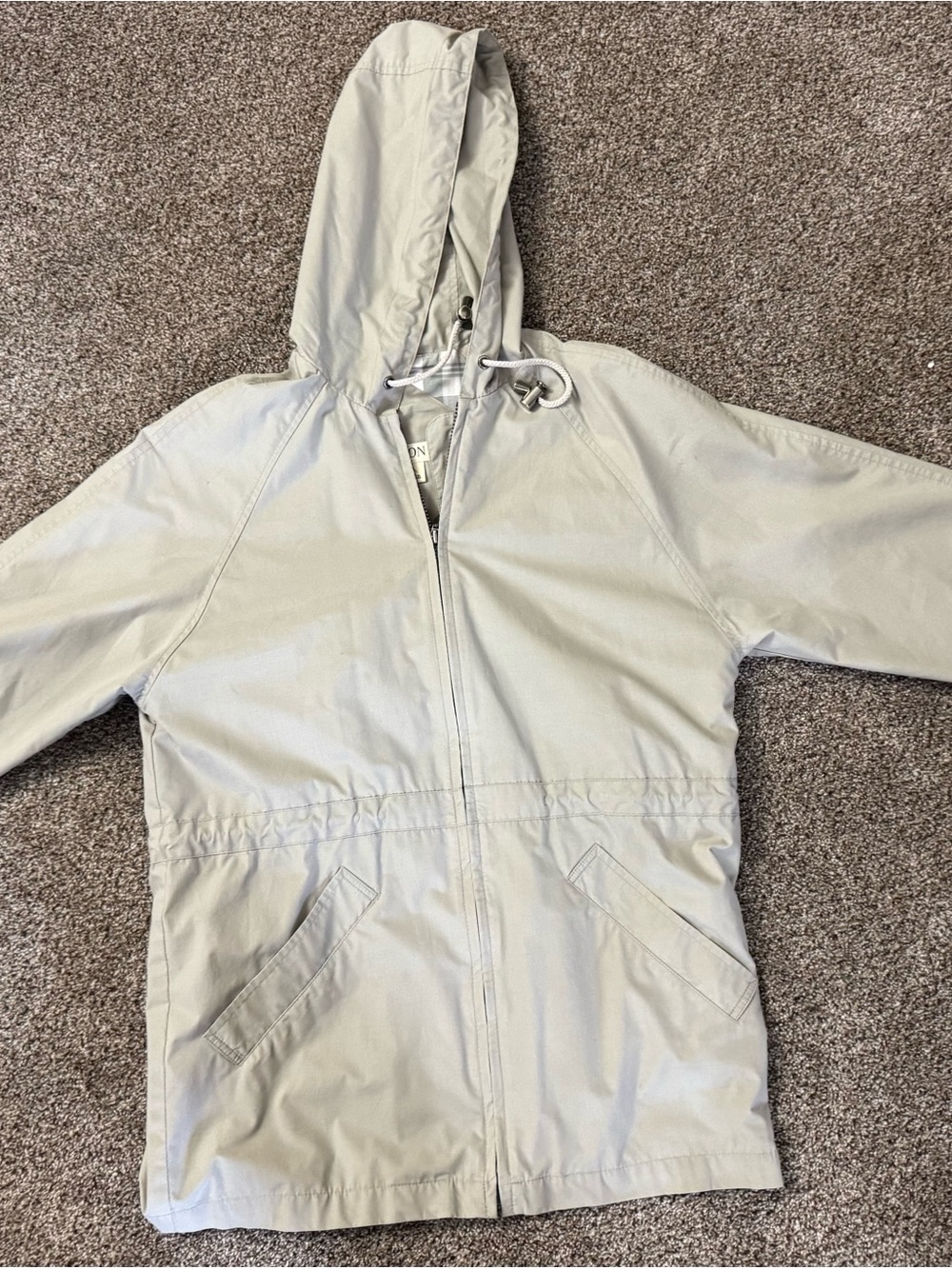 London Fog Women’s Small Petite Hooded Raincoat Khaki Lightweight Jacket